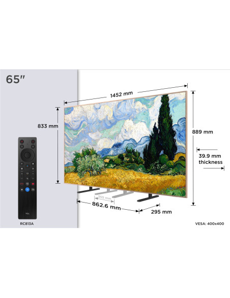 TCL - QD-MiniLED 65 Smart Google TV 4K Pro Art 65A400 Pro – 65 a 74 Polegadas – stockin.pt