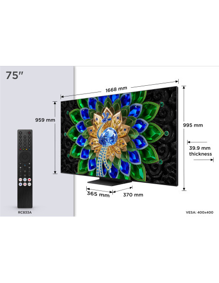 TCL - QD-MiniLED 75 Smart Google TV 4K Art For Life 75A400U – 75 a 100 Polegadas – stockin.pt