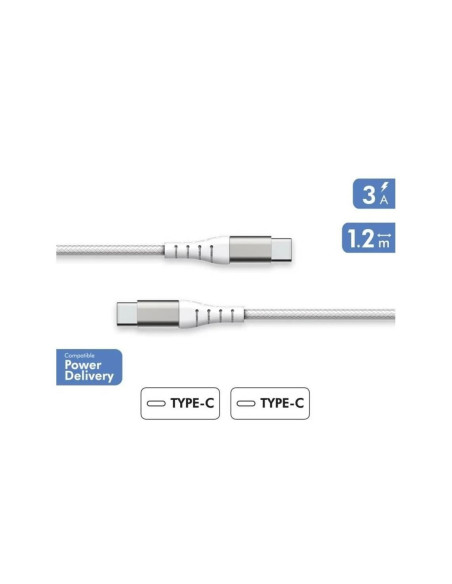 FORCE POWER - Cabo USB-CUSB-C Reforçado 1.2M- 2.4Amp Branco F149372
