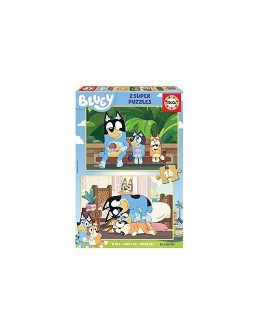 EDUCA - Puzzle 2x16 Bluey (Madeira) 20347 – Infantis com entrega rápid