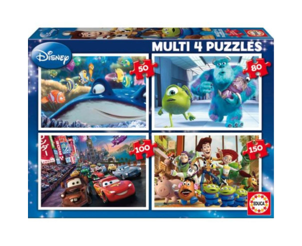 EDUCA - Puzzle Multi 4 Puzzles Pixar 50-80-100-150 15615 – Infantis co