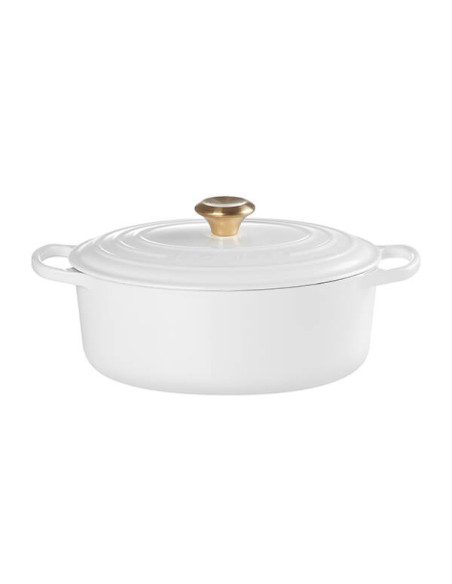 LE CREUSET - Cocotte Signature Oval 29cm Branco Pomo Dourado 21178290101441 – Ferro Fundido – stockin.pt