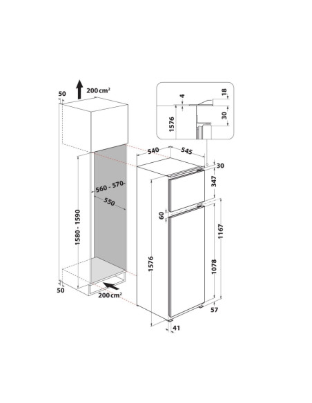 HOTPOINT - Frigorífico 2 Portas T 16 A2 DHA 2 – Frigorifico Encastre 2 Portas – stockin.pt
