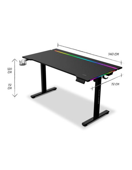 ALPHA GAMER - Secretária Zorya RGB Black AGZORYARGBBK – Mesas Gaming – stockin.pt