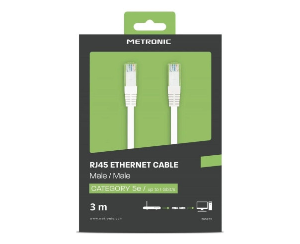 METRONIC - Cabo ETHERNET RJ45 3m 395233 – Rede – stockin.pt