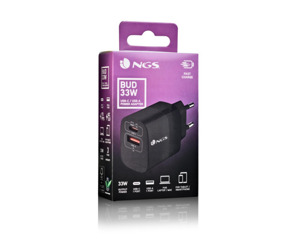 NGS - Carregador de Parede 33W 2 Portas BUD33W – Carregadores Parede – stockin.pt