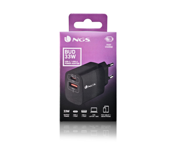 NGS - Carregador de Parede 33W 2 Portas BUD33W – Carregadores Parede – stockin.pt