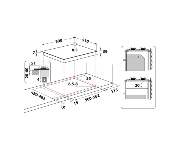 WHIRLPOOL - Placa GMAL 6422IXL – Placas – stockin.pt