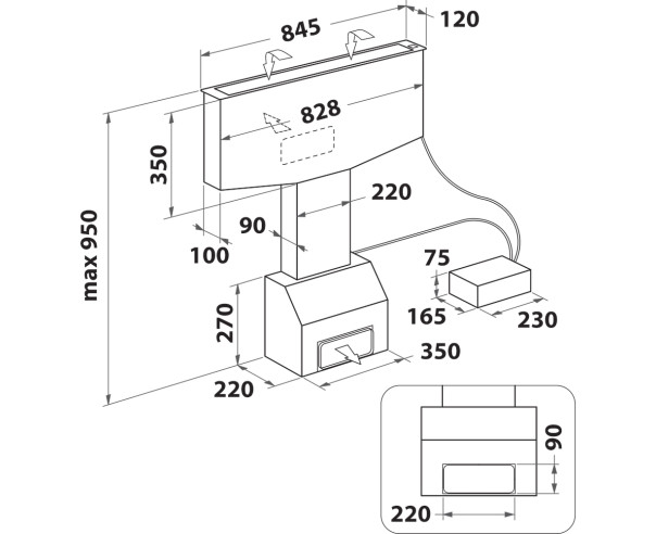 WHIRLPOOL - Exaustor WDO 93F B K – Exaustores – stockin.pt