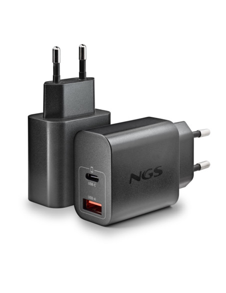 NGS - Carregador de Parede 20W com 2 portas USB-C USB-A ERA20WBLACK – Alimentação – stockin.pt