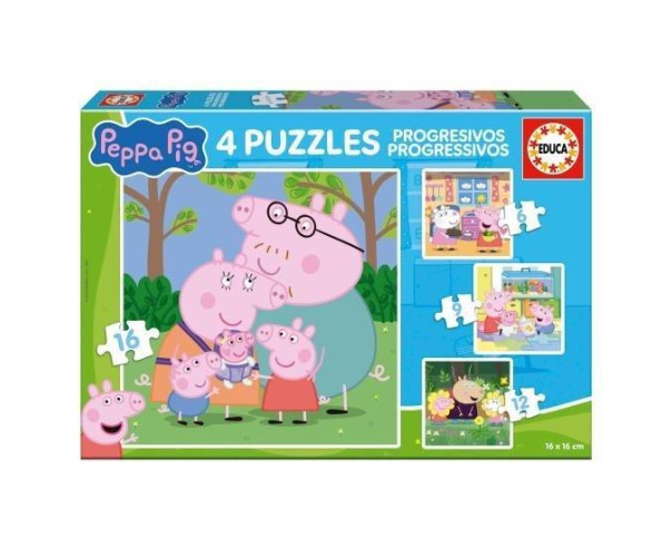 EDUCA - Puzzle Maleta Progressivos Peppa Pig 6-9-12-16 20325 – Infantis – stockin.pt