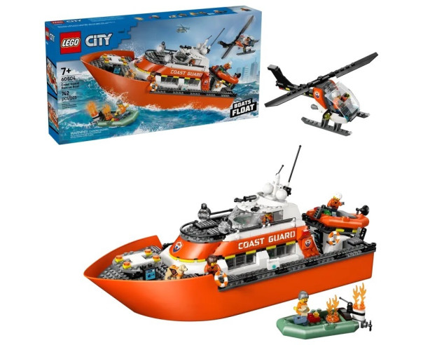 LEGO - Barco e Helicóptero de Resgate da Guarda Costeira 60504 – City – stockin.pt