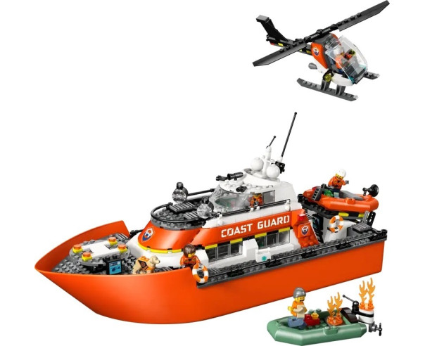 LEGO - Barco e Helicóptero de Resgate da Guarda Costeira 60504 – City – stockin.pt