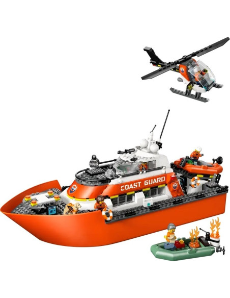 LEGO - Barco e Helicóptero de Resgate da Guarda Costeira 60504 – City – stockin.pt