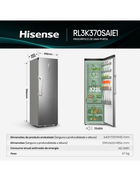 HISENSE - Frigorífico 1 Porta RL3K370SAIE1 – Frigorífico 1 Porta – stockin.pt
