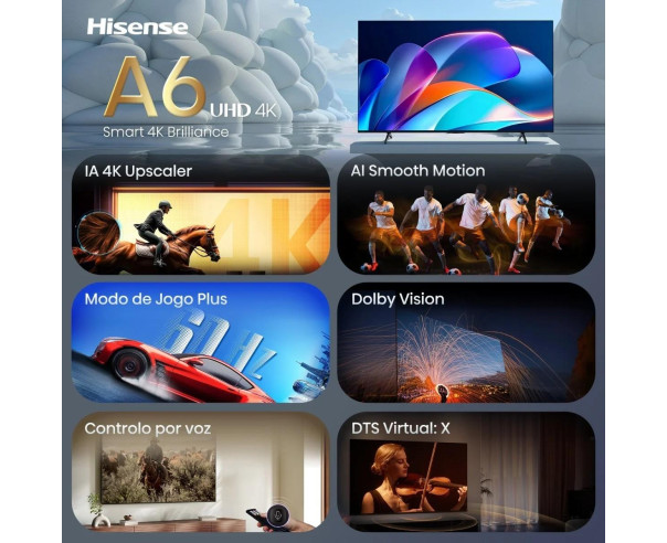 HISENSE - LED Smart TV 4K 65A6S – 65 a 74 Polegadas – stockin.pt