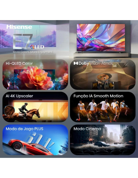 HISENSE - QLED Smart TV 4K 65E7S – 65 a 74 Polegadas – stockin.pt
