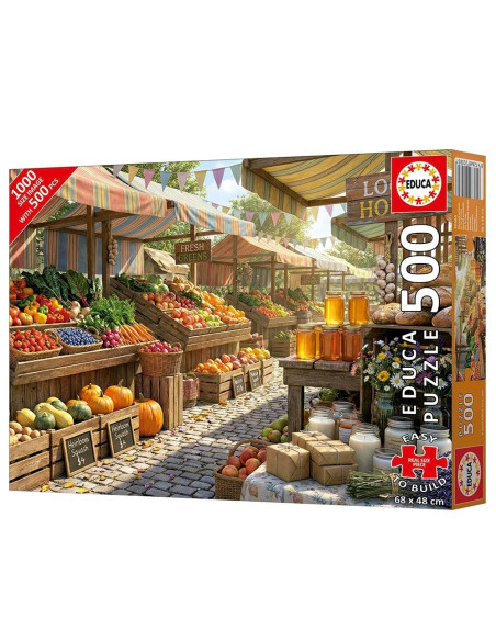 EDUCA - Puzzle 500 Plus Mercado Ensolarado 20585 – Adultos – stockin.pt
