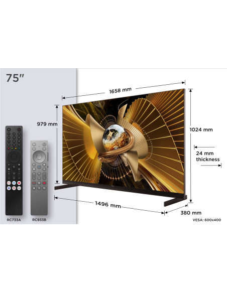 TCL - SQD-MINILED Smart GoogleTV Flat-Thin 75X11L – 75 a 100 Polegadas – stockin.pt