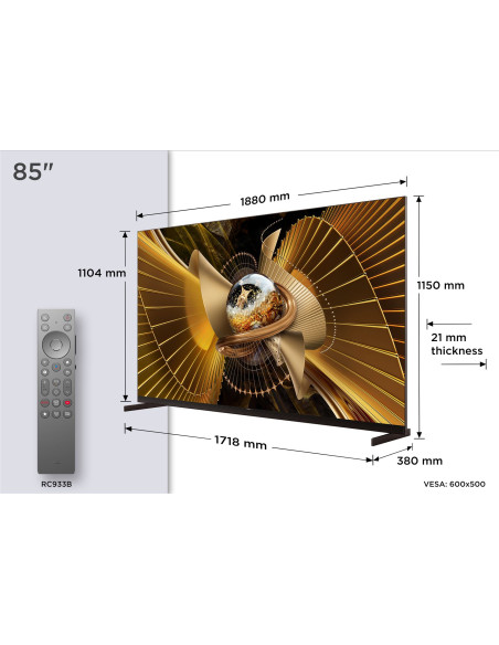TCL - SQD-MINILED Smart GoogleTV Flat-Thin 85X11L – 75 a 100 Polegadas – stockin.pt