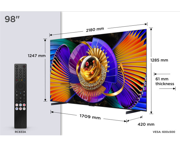 TCL - SQD-MINILED Smart GoogleTV B&O Sound 98C7L – 75 a 100 Polegadas – stockin.pt