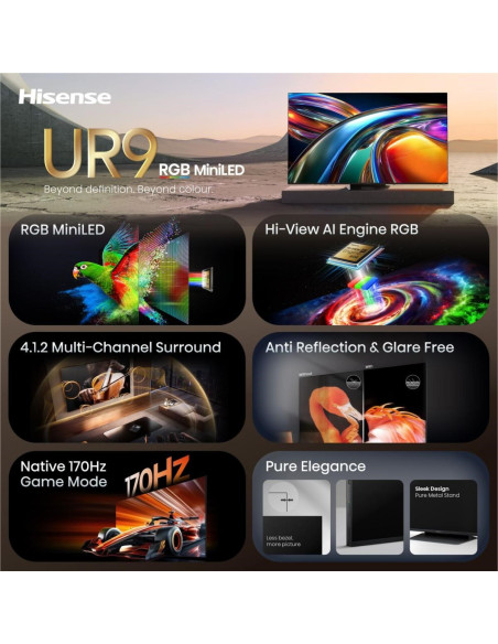 HISENSE - RGB-MiniLED Smart TV 4K 65UR9S – 65 a 74 Polegadas – stockin.pt