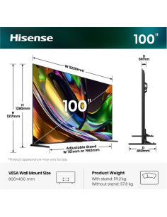 HISENSE - RGB-MiniLED Smart TV 100 4K 180Hz Som 2.1.2 100UR8S – 75 a 100 Polegadas – stockin.pt 2