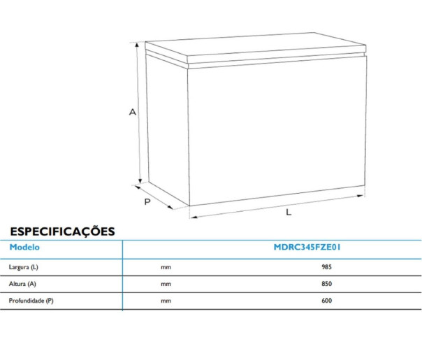 MIDEA - Arca Horizontal Branca MDRC345FZE01 153680019 – Arcas Horizontais – stockin.pt