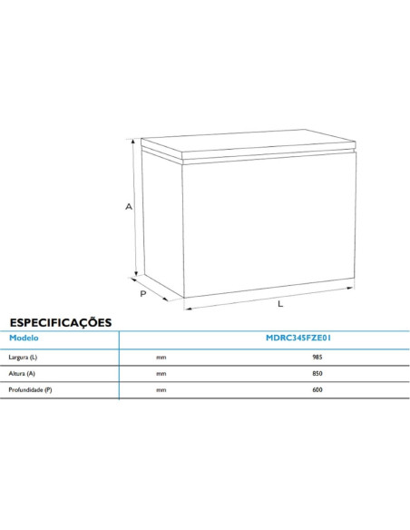 MIDEA - Arca Horizontal Branca MDRC345FZE01 153680019 – Arcas Horizontais – stockin.pt